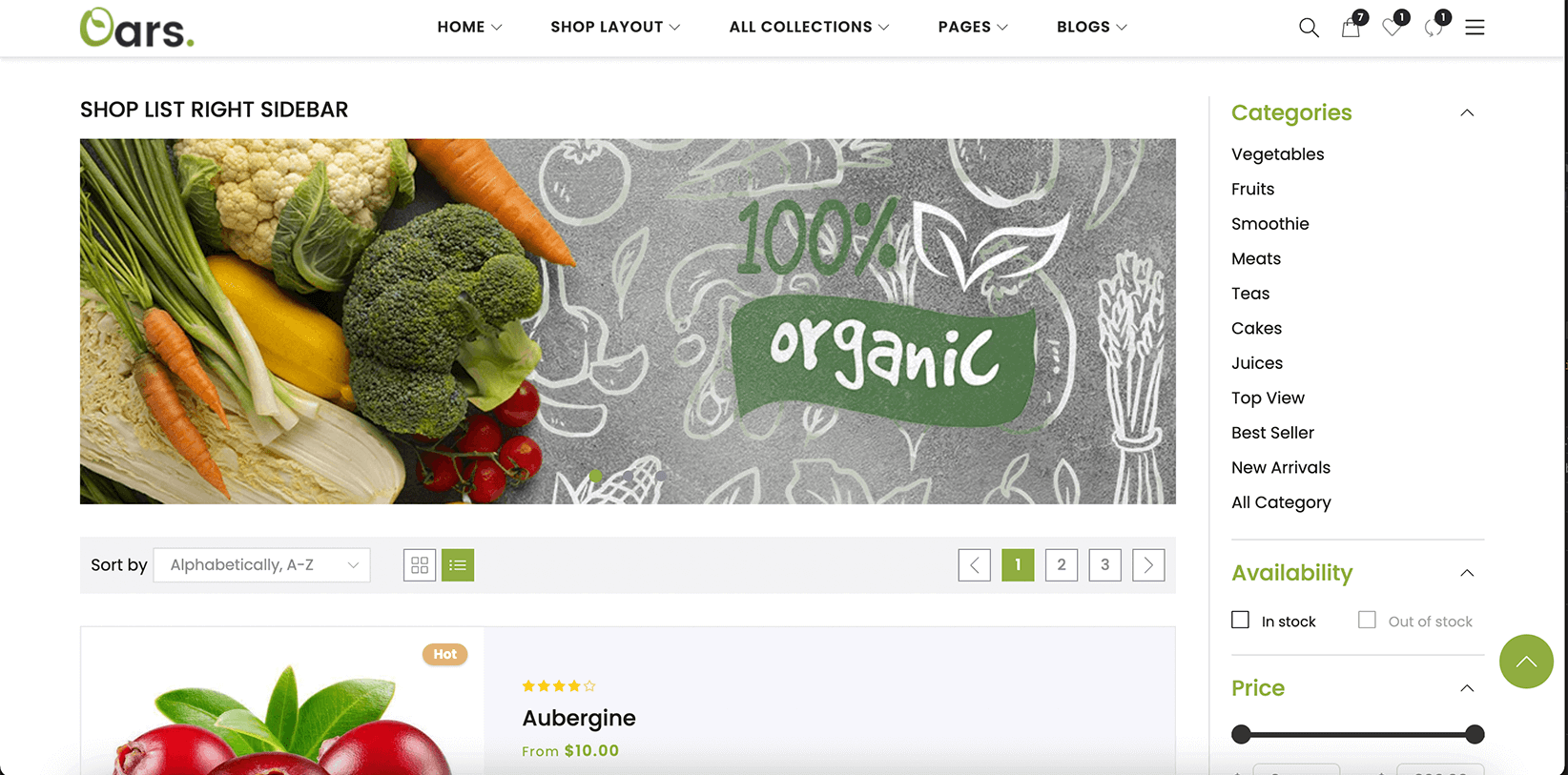 Shop List Right Sidebar