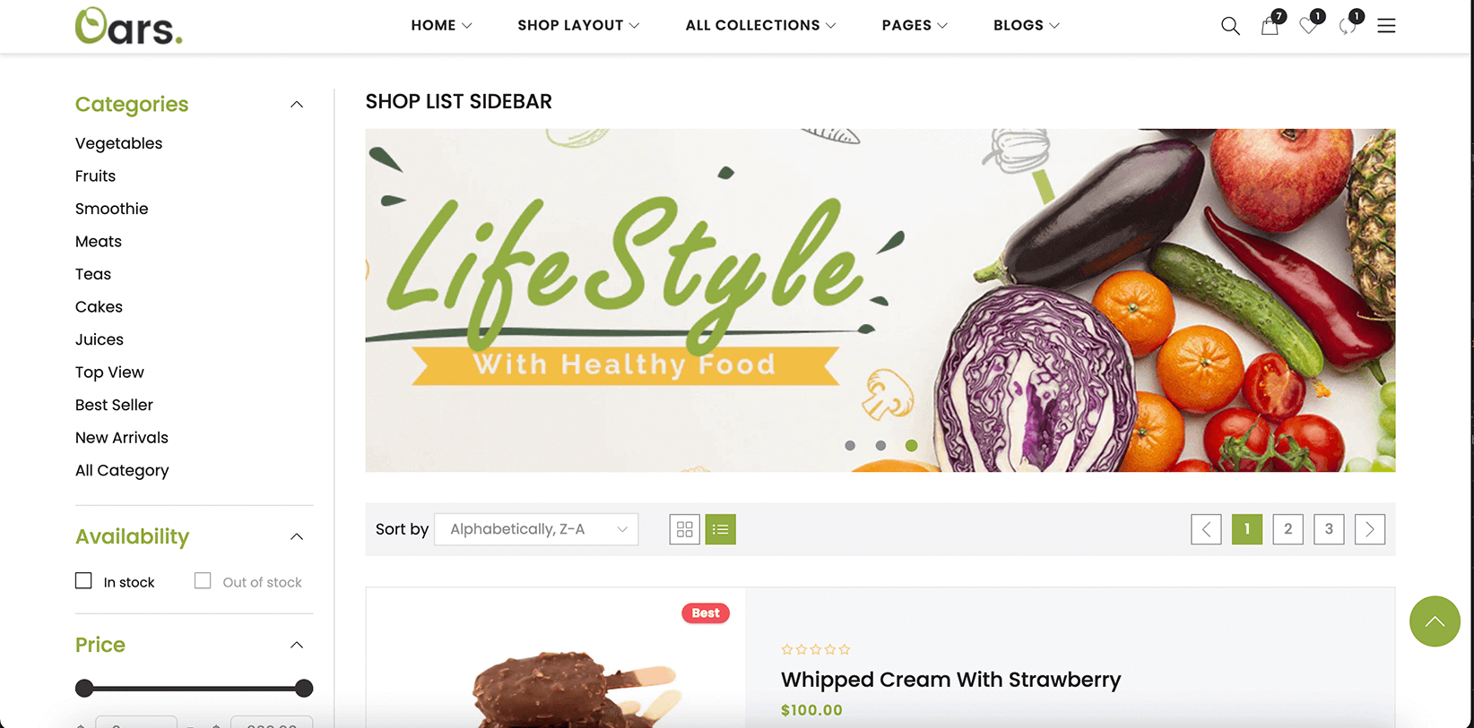 Shop List Sidebar