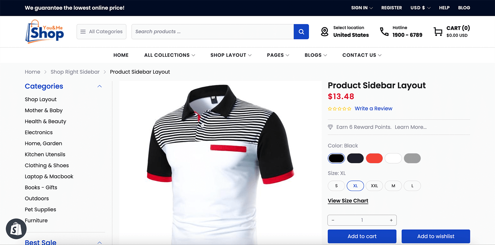 Product Sidebar Layout