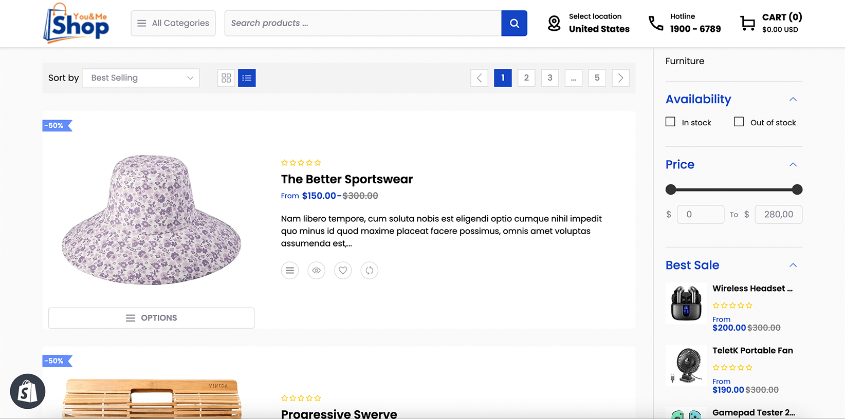Shop List Right Sidebar