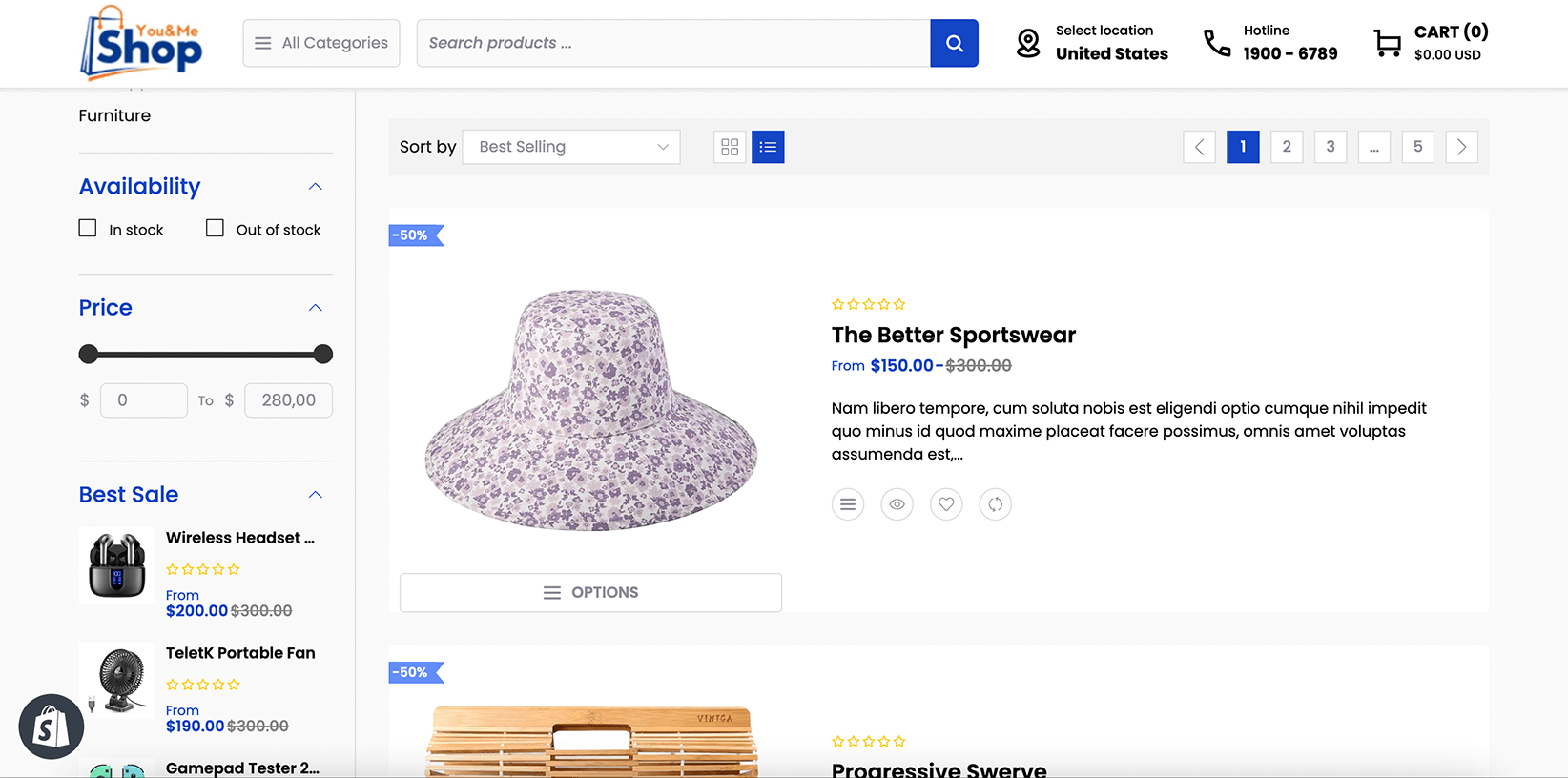 Shop List Sidebar