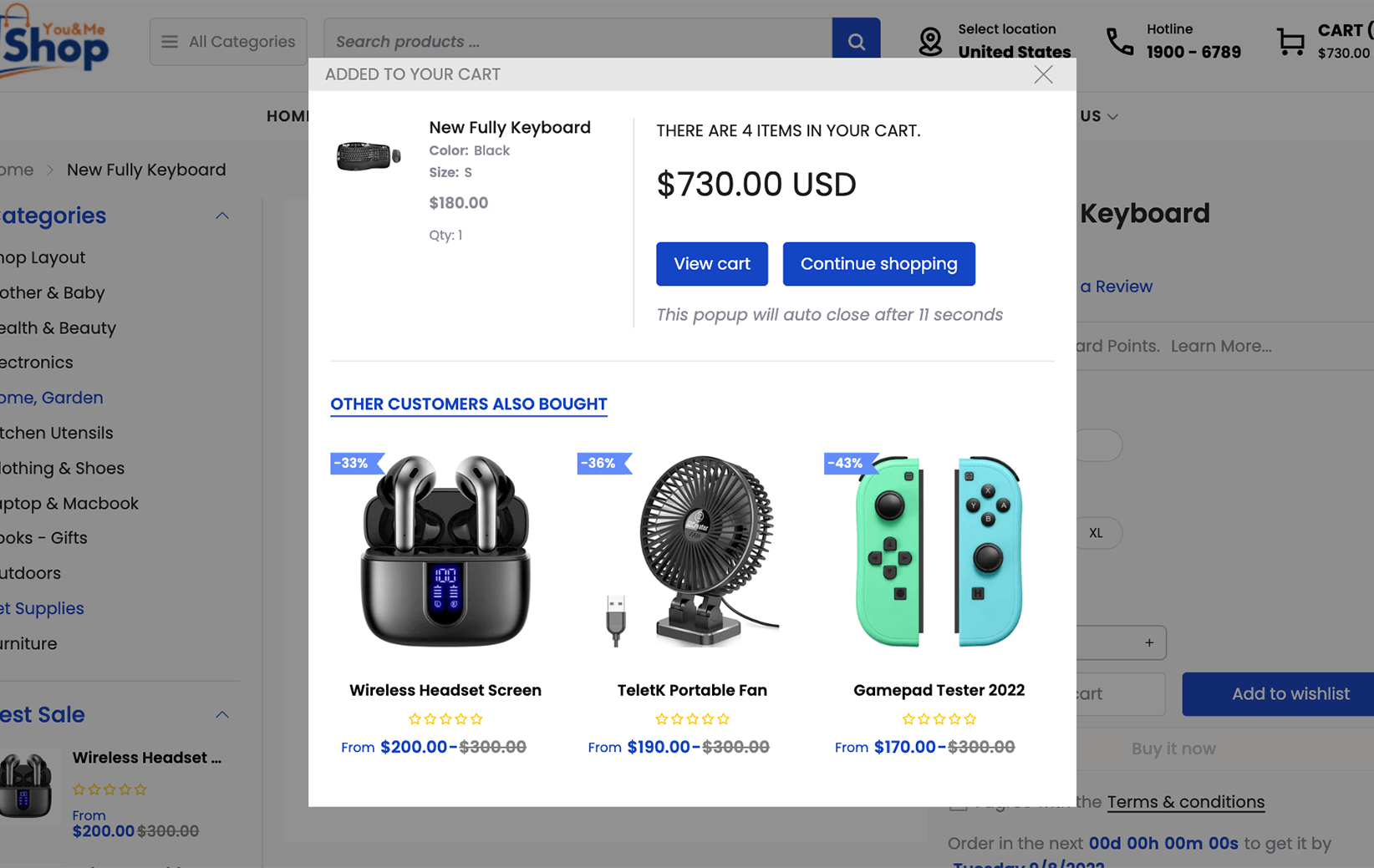 Upsell products